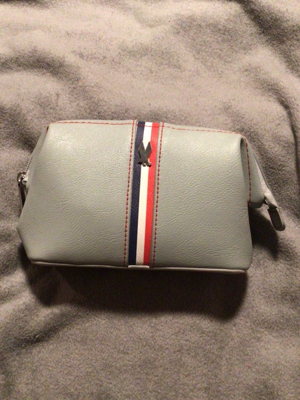 American Airlines 100th Anniversary Amenity Kit Bag Grey Red Blue - Picture 2 of 13